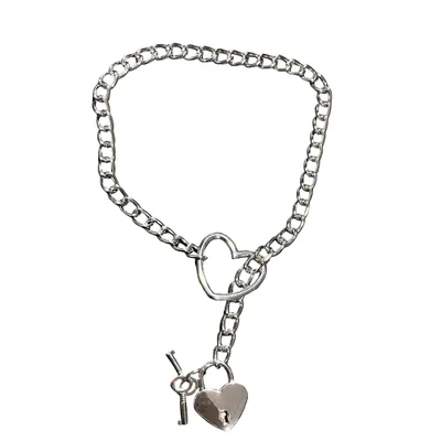 silver metal chain with padlock