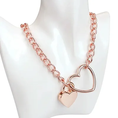 rose gold metal chain with padlock