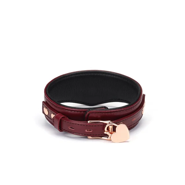 Wine Red Deluxe Curved Collar with Chain Leash and Lock — image 7 of 8