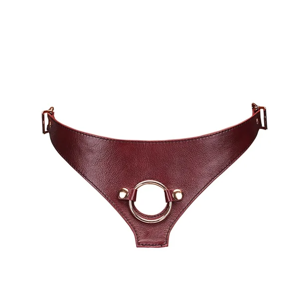 Wine Red Deluxe Leather Strap On Harness — image 2 of 4