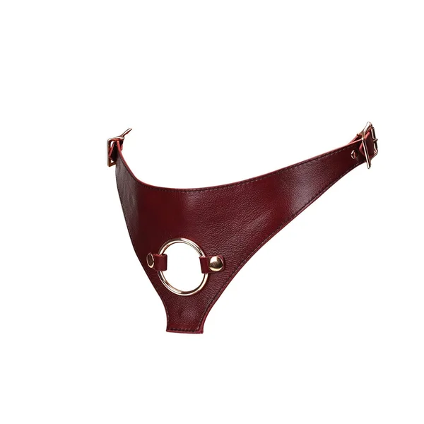 Wine Red Deluxe Leather Strap On Harness — image 3 of 4