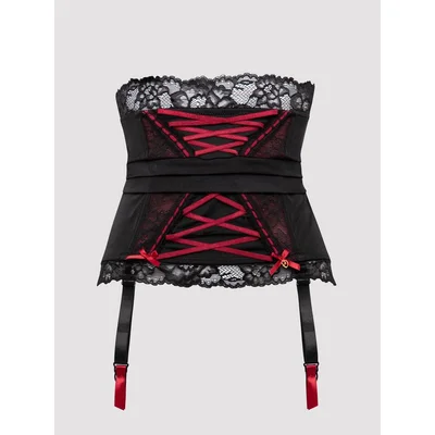 lovehoney twilight rose black lace waspie medium black