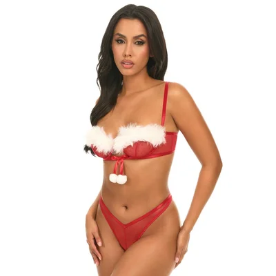 oh la la cheri red underwire sexy santa bra set l xl red