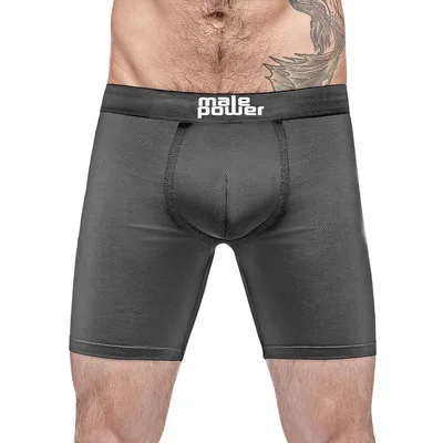 male power black stretch long boxer shorts large black