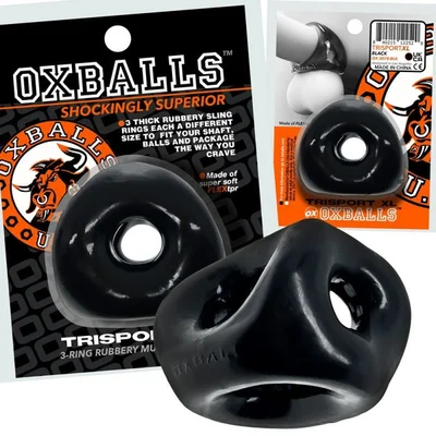 oxballs tri sport xl thicker 3 ring cocksling black