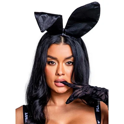 playboy black satin bunny ears one size black