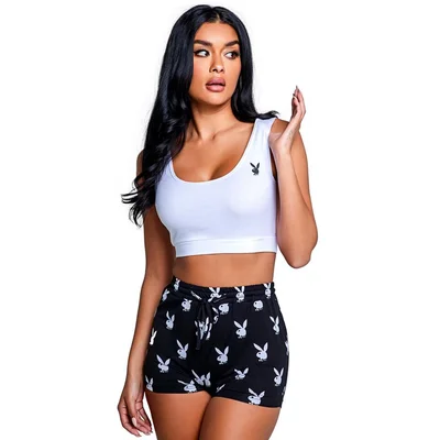 playboy slumber bunny 2 piece lounge set l xl black
