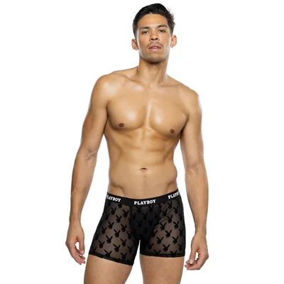 playboy black burnout bunny boxers xl black