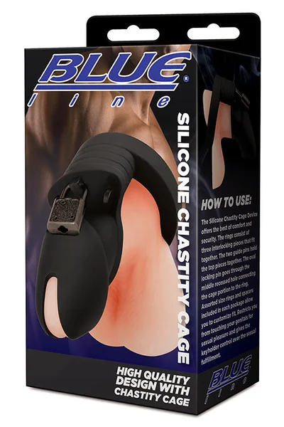 Blue Line 3.3" Silicone Chastity Cock Cage — image 5 of 5