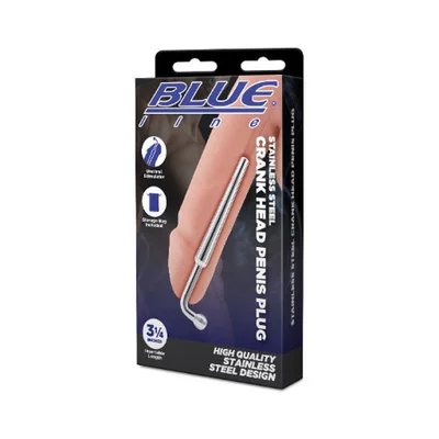 blue line stainless steel crank head penis plug