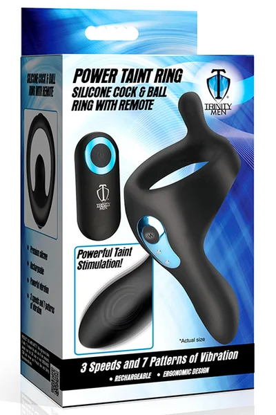 Trinity Men Power Taint 7X Silicone Cock and Ball Ring with Remote — image 6 of 6
