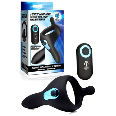 trinity men power taint 7x silicone cock and ball ring with remote