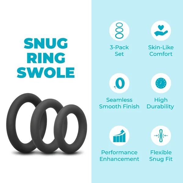 Snug Ring Swole 3-Pack Soft Stretch Silicone Secure Fit Cock Ring — image 7 of 8