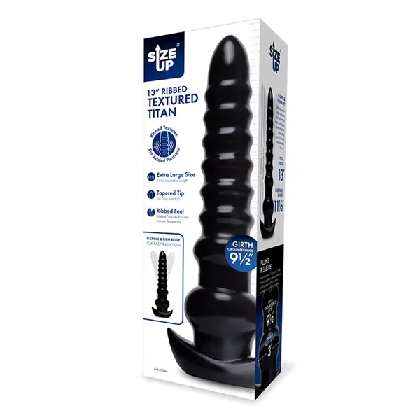 Size Up 13 Inch Ribbed Textured Titan Butt Plug — image 5 of 5