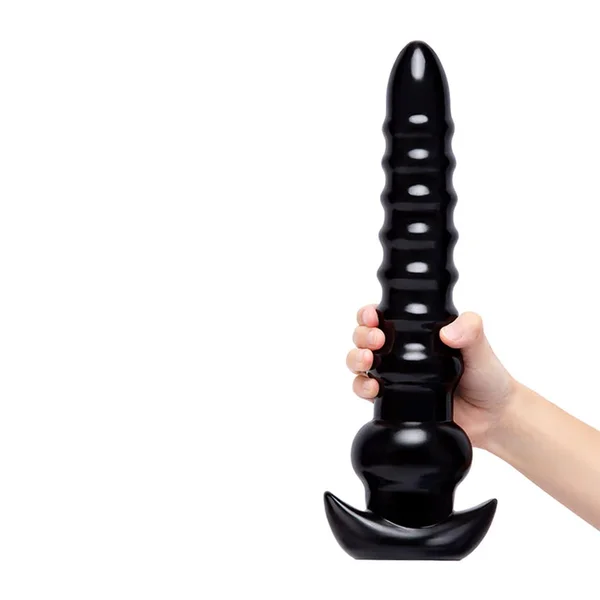 Size Up 13 Inch Ribbed Textured Titan Butt Plug — image 4 of 5
