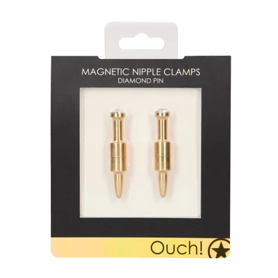 shots ouch magnetic pin nipple clamps gold