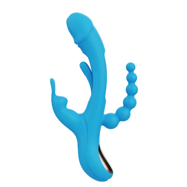 Honey Play Box Trilux Kinky Finger Rabbit Vibrator with Anal Beads Blue — image 2 of 2