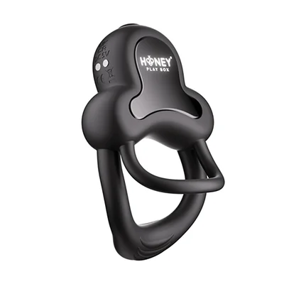 honey play box anello app controlled vibrating double cock ring with clitoral stimulator black