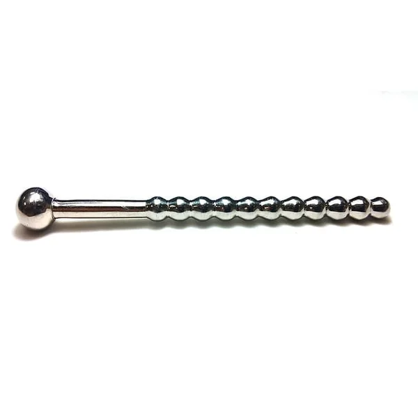 Rouge Stainless Steel Beaded Hollow Urethral Sound with Stopper — image 2 of 2