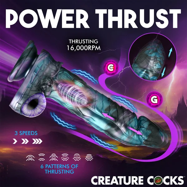 Astro Thrust 8" Thrusting & Vibrating Silicone Suction Cup Dildo With Remote By Creature Cocks — image 2 of 12