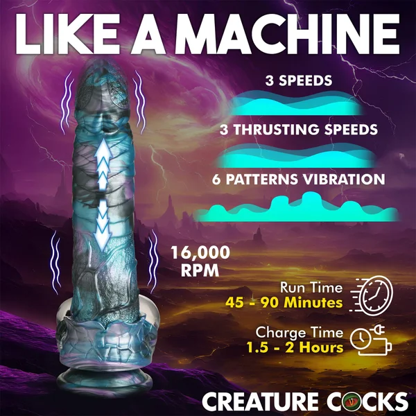 Astro Thrust 8" Thrusting & Vibrating Silicone Suction Cup Dildo With Remote By Creature Cocks — image 4 of 12