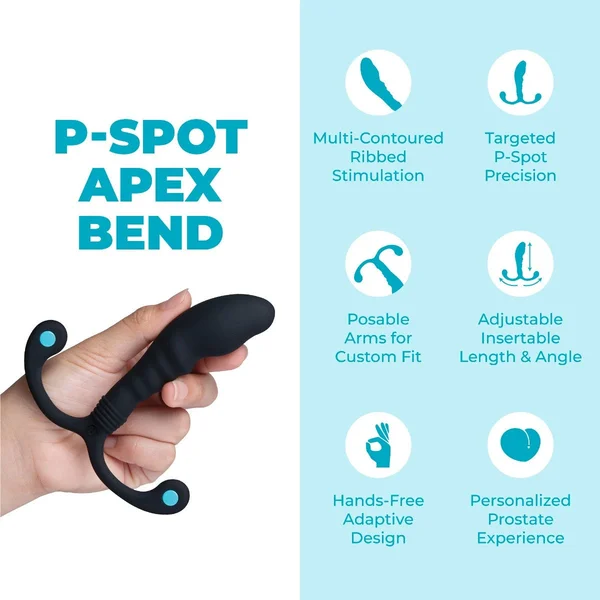 b-Vibe P-Spot Apex Bend Hands-Free Ridged Silicone Prostate Massager — image 2 of 17