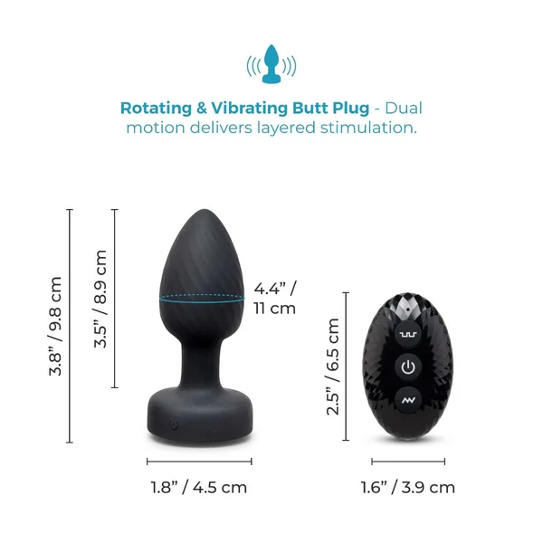B-Vibe 3.5" Light-Up Vibrating & Rotating Silicone Butt Plug With Remote — image 13 of 14