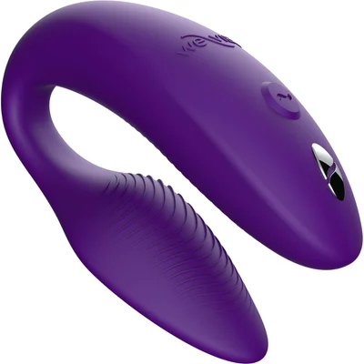we vibe sync 2 rechargeable silicone remote app controlled couples vibrator purple