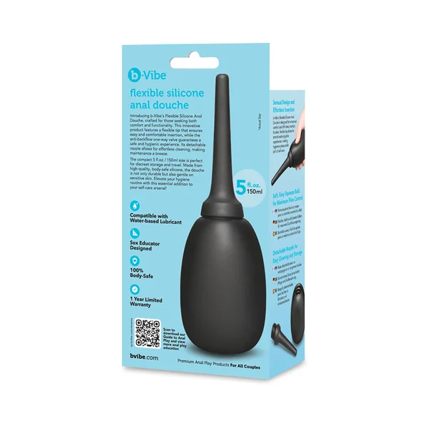 b-Vibe Flexible Silicone Anal Douche Black — image 8 of 8