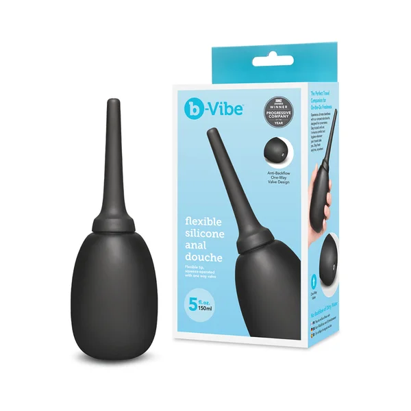 b-Vibe Flexible Silicone Anal Douche Black — image 2 of 8
