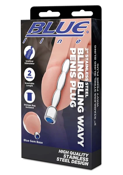 2" Stainless Steel Bling Bling Wavy Penis Plug — image 5 of 5
