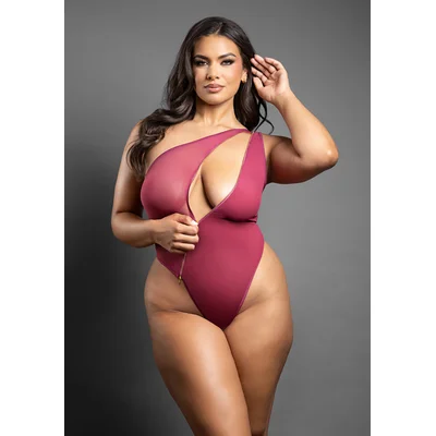 crotchless asymmetrical zipper teddy queen size