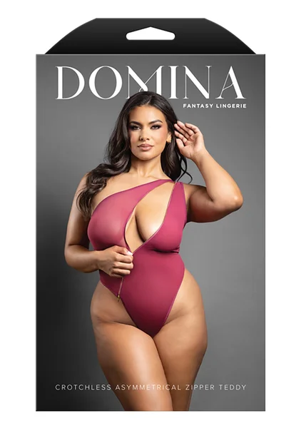 Crotchless Asymmetrical Zipper Teddy - Queen Size — image 3 of 3
