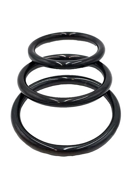 Black Stainless Steel 3-Piece Cock Ring Set — image 2 of 3