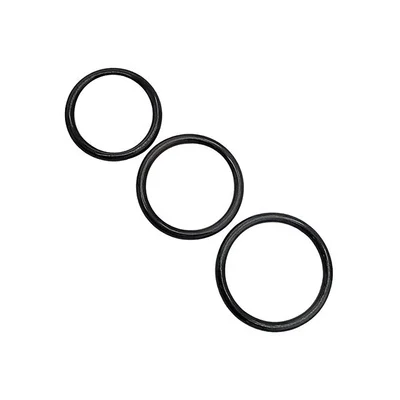 black stainless steel 3 piece cock ring set