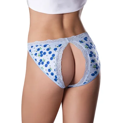sweet treats split back and crotchless panty with lube blueberry queen size