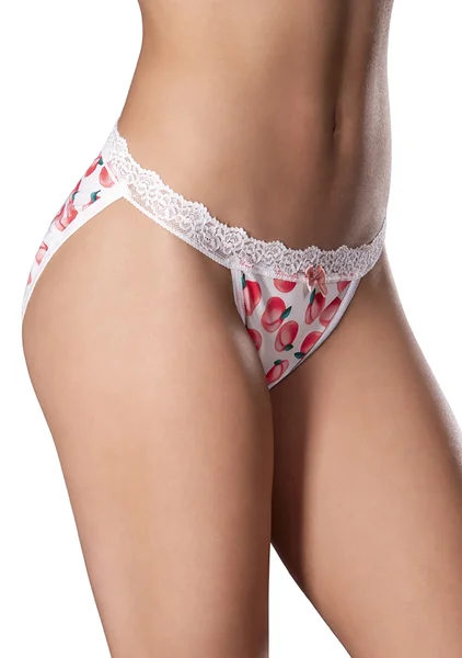 Sweet Treats Split Back and Crotchless Panty with Lube - Peach - Queen Size — image 2 of 3