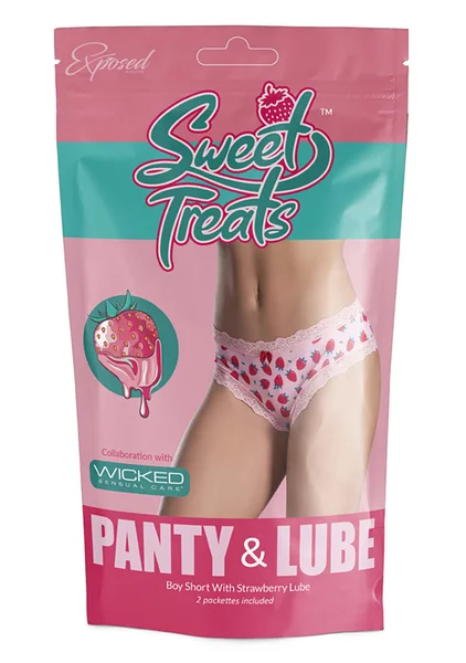 Sweet Treats Boy Short with Lube - Strawberry - Queen Size — image 3 of 3