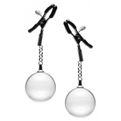 spheres nipple clamps with weighted clear orbs