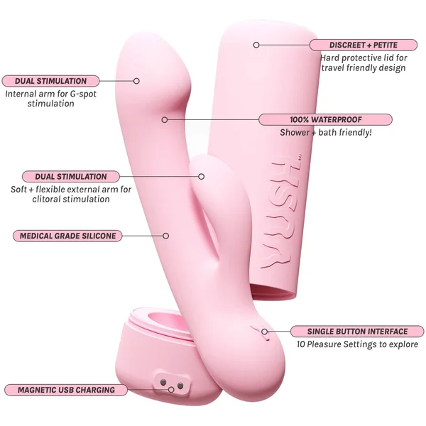 VUSH Glow Compact Rabbit Silicone Waterproof Dual Stimulation Vibrator — image 8 of 8