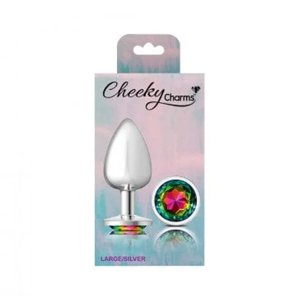 Cheeky Charms Silver Metal Pink Rainbow Gem Butt Plug — image 6 of 8