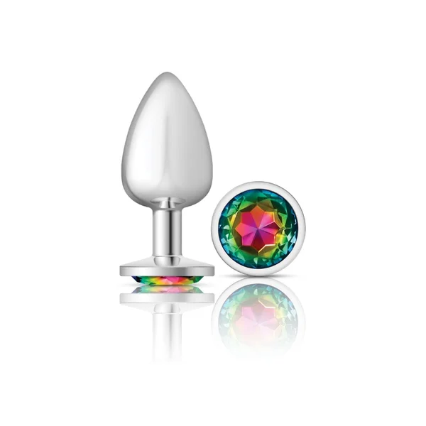 Cheeky Charms Silver Metal Pink Rainbow Gem Butt Plug — image 3 of 8