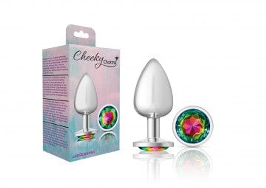Cheeky Charms Silver Metal Pink Rainbow Gem Butt Plug — image 7 of 8