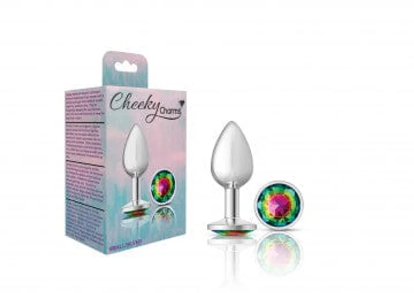Cheeky Charms Silver Metal Pink Rainbow Gem Butt Plug — image 8 of 8