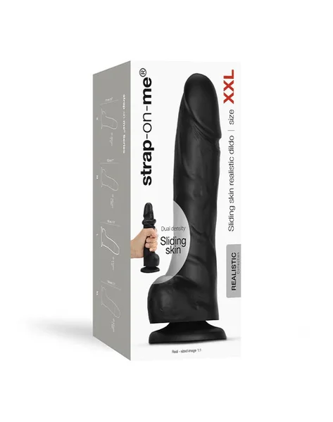 Strap On Me Sliding Skin Realistic Black Dildo — image 3 of 10