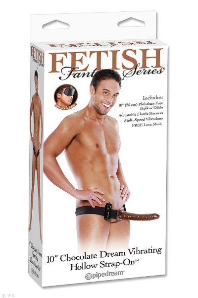 Pipedream 10" Chocolate Dream Vibrating Hollow Strap-On