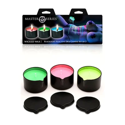 master series wicked wax blacklight reactive drip candle set of 3