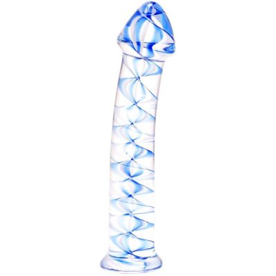 Spiraled Ice G Spot Glass Dildo
