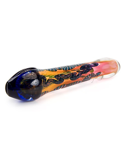 Blue head caterpillar lattachino inside out glass dildo wand