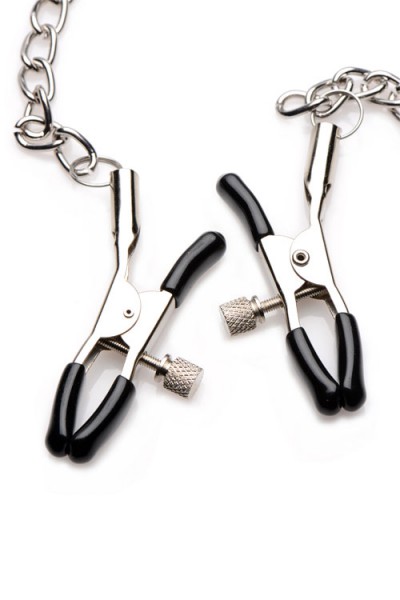 Strict Silicone Bit Gag with Attached Nipple Clamps